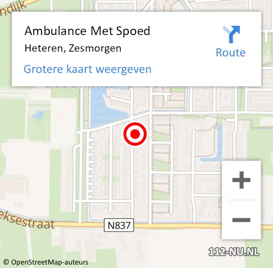 Locatie op kaart van de 112 melding: Ambulance Met Spoed Naar Heteren, Zesmorgen op 19 januari 2022 10:16