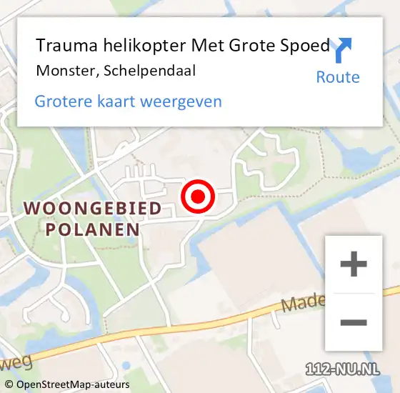 Locatie op kaart van de 112 melding: Trauma helikopter Met Grote Spoed Naar Monster, Schelpendaal op 19 januari 2022 10:17