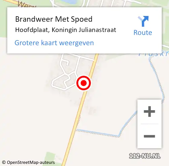 Locatie op kaart van de 112 melding: Brandweer Met Spoed Naar Hoofdplaat, Koningin Julianastraat op 19 januari 2022 10:19