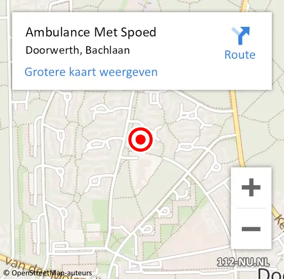 Locatie op kaart van de 112 melding: Ambulance Met Spoed Naar Doorwerth, Bachlaan op 19 januari 2022 10:36