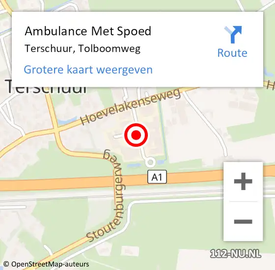 Locatie op kaart van de 112 melding: Ambulance Met Spoed Naar Terschuur, Tolboomweg op 19 januari 2022 10:40