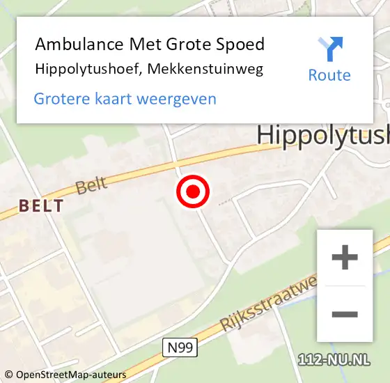 Locatie op kaart van de 112 melding: Ambulance Met Grote Spoed Naar Hippolytushoef, Mekkenstuinweg op 19 januari 2022 10:45