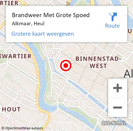 Locatie op kaart van de 112 melding: Brandweer Met Grote Spoed Naar Alkmaar, Heul op 19 januari 2022 10:55