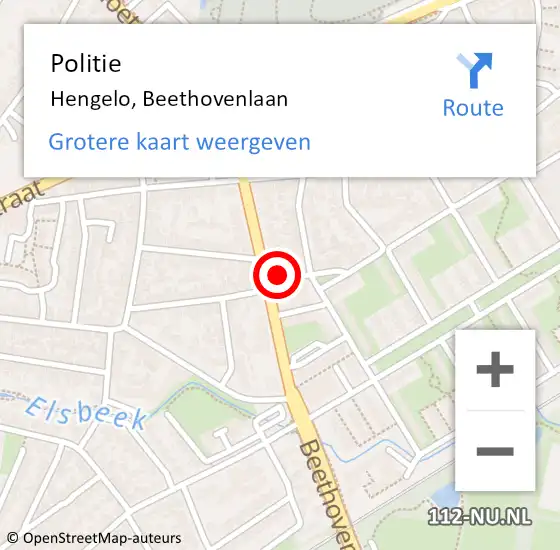 Locatie op kaart van de 112 melding: Politie Hengelo, Beethovenlaan op 19 januari 2022 11:02