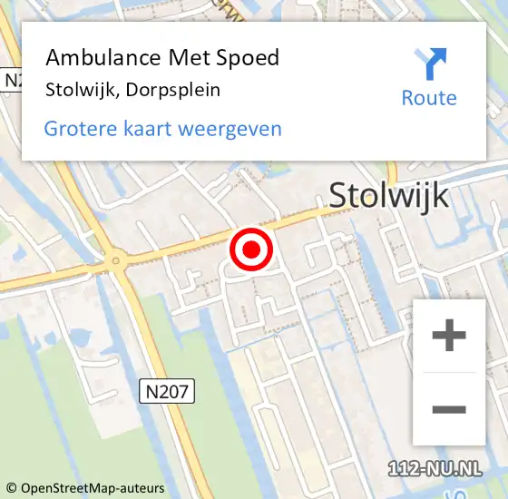 Locatie op kaart van de 112 melding: Ambulance Met Spoed Naar Stolwijk, Dorpsplein op 19 januari 2022 11:27