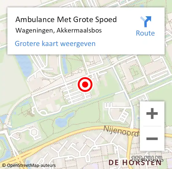 Locatie op kaart van de 112 melding: Ambulance Met Grote Spoed Naar Wageningen, Akkermaalsbos op 19 januari 2022 11:30