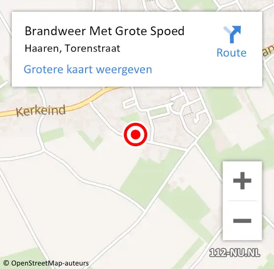 Locatie op kaart van de 112 melding: Brandweer Met Grote Spoed Naar Haaren, Torenstraat op 19 januari 2022 11:42