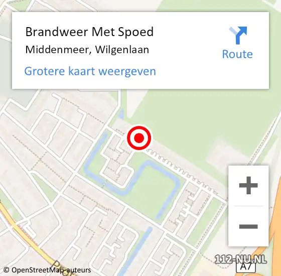 Locatie op kaart van de 112 melding: Brandweer Met Spoed Naar Middenmeer, Wilgenlaan op 19 januari 2022 11:56