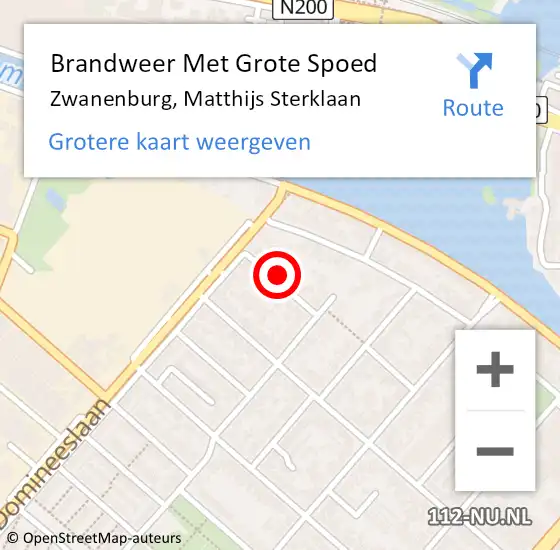 Locatie op kaart van de 112 melding: Brandweer Met Grote Spoed Naar Zwanenburg, Matthijs Sterklaan op 19 januari 2022 11:57