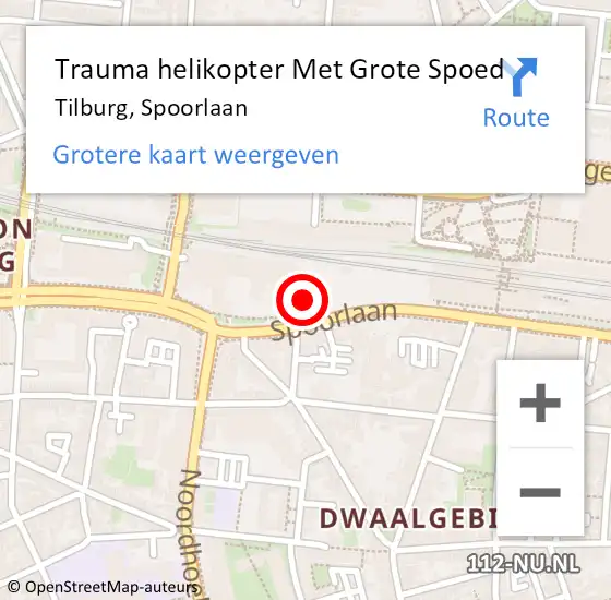 Locatie op kaart van de 112 melding: Trauma helikopter Met Grote Spoed Naar Tilburg, Spoorlaan op 19 januari 2022 12:11