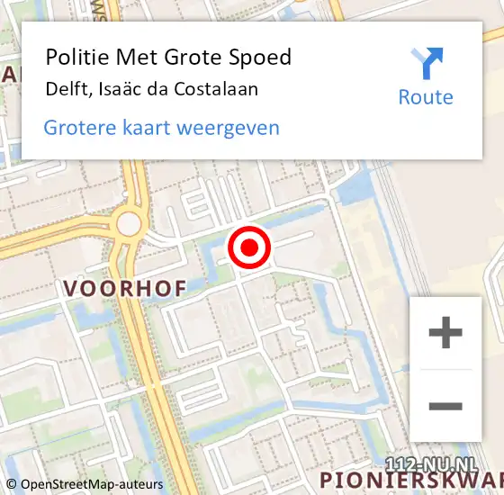 Locatie op kaart van de 112 melding: Politie Met Grote Spoed Naar Delft, Isaäc da Costalaan op 19 januari 2022 12:11