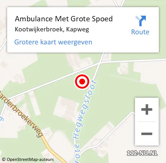 Locatie op kaart van de 112 melding: Ambulance Met Grote Spoed Naar Kootwijkerbroek, Kapweg op 19 januari 2022 12:14