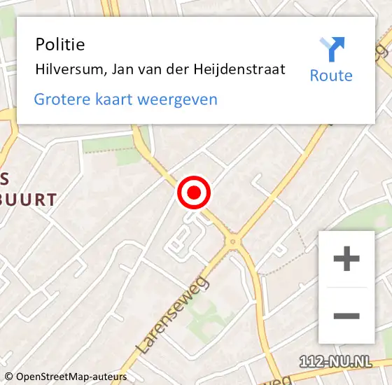 Locatie op kaart van de 112 melding: Politie Hilversum, Jan van der Heijdenstraat op 19 januari 2022 12:22