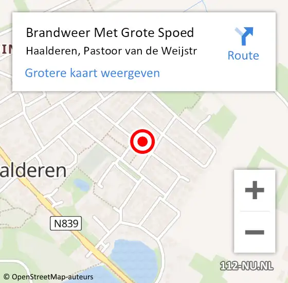 Locatie op kaart van de 112 melding: Brandweer Met Grote Spoed Naar Haalderen, Pastoor van de Weijstr op 19 januari 2022 12:42