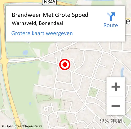 Locatie op kaart van de 112 melding: Brandweer Met Grote Spoed Naar Warnsveld, Bonendaal op 19 januari 2022 12:50