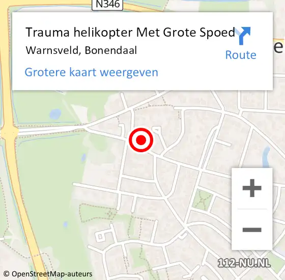 Locatie op kaart van de 112 melding: Trauma helikopter Met Grote Spoed Naar Warnsveld, Bonendaal op 19 januari 2022 12:51