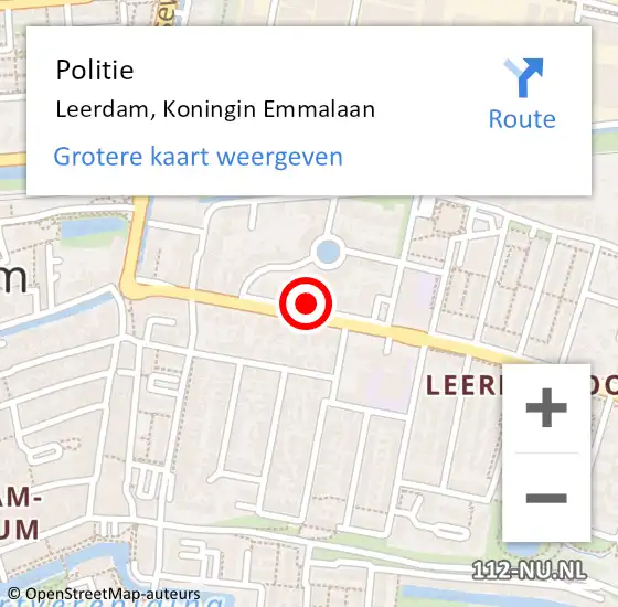 Locatie op kaart van de 112 melding: Politie Leerdam, Koningin Emmalaan op 19 januari 2022 12:52