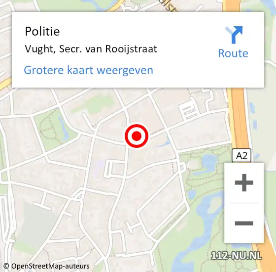 Locatie op kaart van de 112 melding: Politie Vught, Secr. van Rooijstraat op 19 januari 2022 13:01