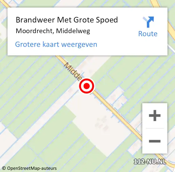 Locatie op kaart van de 112 melding: Brandweer Met Grote Spoed Naar Moordrecht, Middelweg op 19 januari 2022 13:08