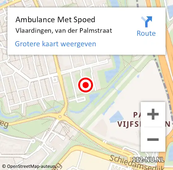 Locatie op kaart van de 112 melding: Ambulance Met Spoed Naar Vlaardingen, van der Palmstraat op 19 januari 2022 13:17