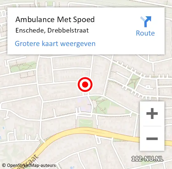 Locatie op kaart van de 112 melding: Ambulance Met Spoed Naar Enschede, Drebbelstraat op 19 januari 2022 13:25