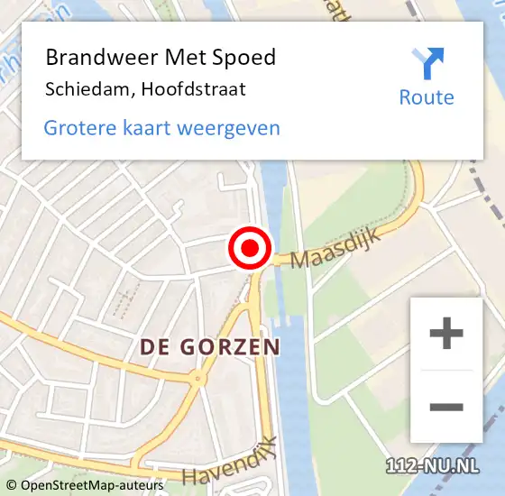 Locatie op kaart van de 112 melding: Brandweer Met Spoed Naar Schiedam, Hoofdstraat op 19 januari 2022 13:26