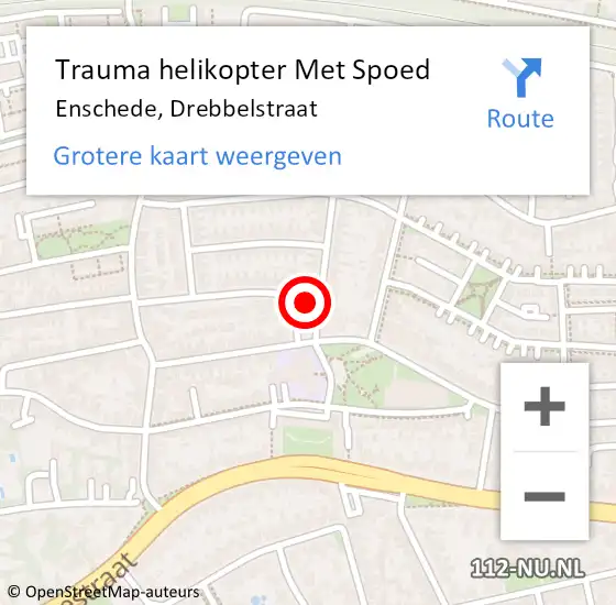 Locatie op kaart van de 112 melding: Trauma helikopter Met Spoed Naar Enschede, Drebbelstraat op 19 januari 2022 13:29