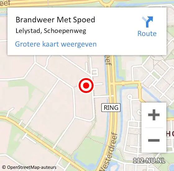 Locatie op kaart van de 112 melding: Brandweer Met Spoed Naar Lelystad, Schoepenweg op 19 januari 2022 13:48