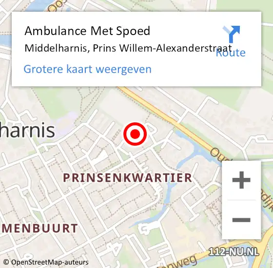 Locatie op kaart van de 112 melding: Ambulance Met Spoed Naar Middelharnis, Prins Willem-Alexanderstraat op 19 januari 2022 13:57