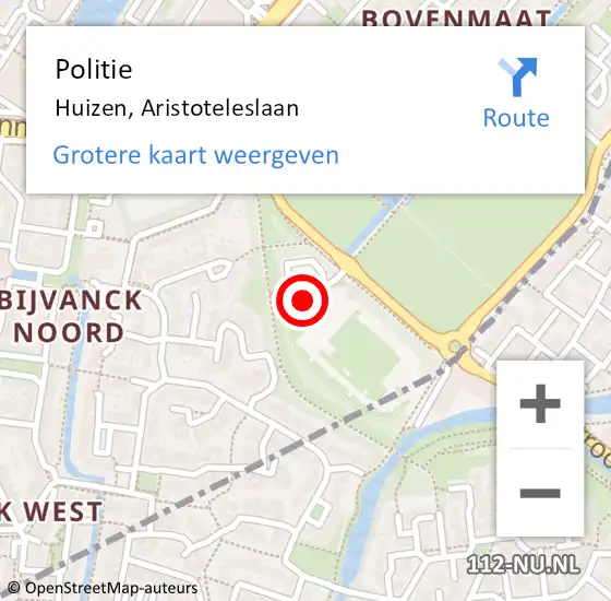 Locatie op kaart van de 112 melding: Politie Huizen, Aristoteleslaan op 19 januari 2022 14:14