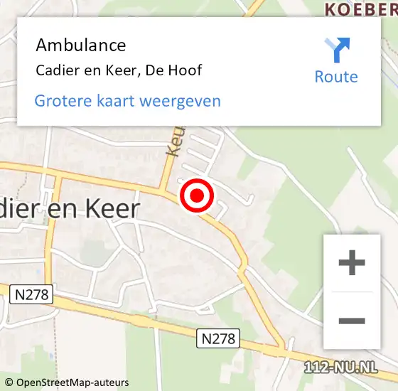 Locatie op kaart van de 112 melding: Ambulance Cadier en Keer, De Hoof op 5 juli 2014 18:10