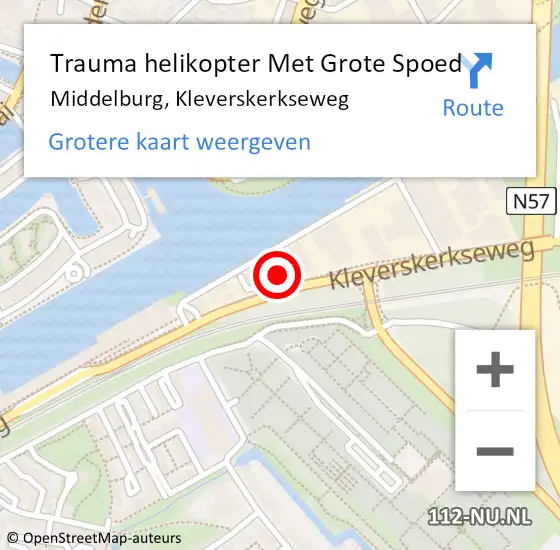 Locatie op kaart van de 112 melding: Trauma helikopter Met Grote Spoed Naar Middelburg, Kleverskerkseweg op 19 januari 2022 14:50