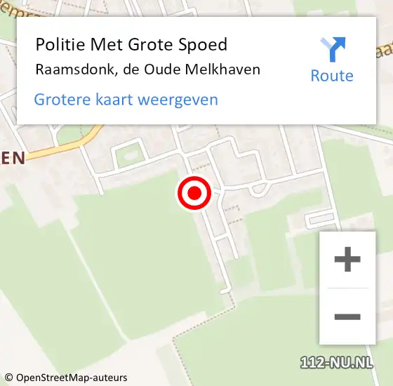 Locatie op kaart van de 112 melding: Politie Met Grote Spoed Naar Raamsdonk, de Oude Melkhaven op 19 januari 2022 14:54