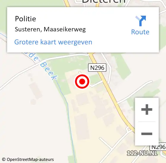 Locatie op kaart van de 112 melding: Politie Susteren, Maaseikerweg op 19 januari 2022 15:18