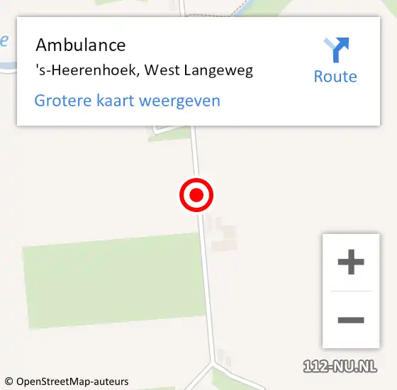 Locatie op kaart van de 112 melding: Ambulance 's-Heerenhoek, West Langeweg op 7 oktober 2013 12:29