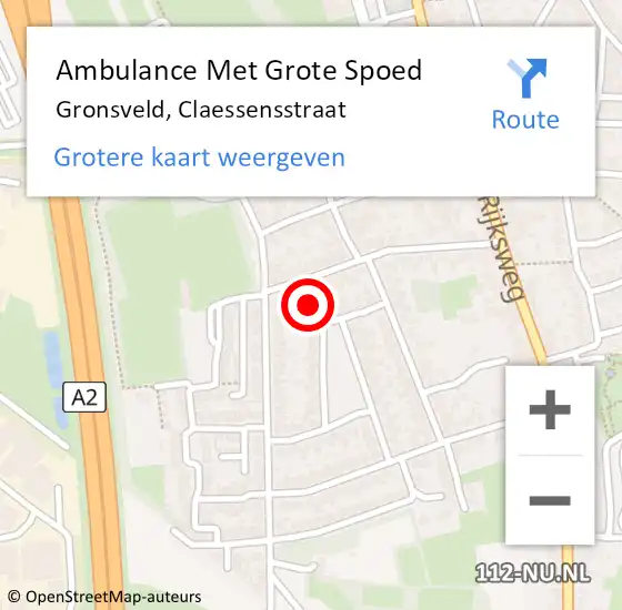 Locatie op kaart van de 112 melding: Ambulance Met Grote Spoed Naar Gronsveld, Claessensstraat op 5 juli 2014 18:20