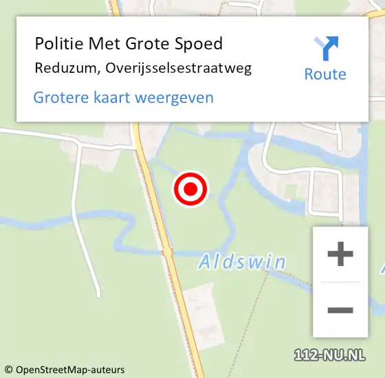 Locatie op kaart van de 112 melding: Politie Met Grote Spoed Naar Reduzum, Overijsselsestraatweg op 19 januari 2022 15:37