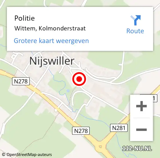 Locatie op kaart van de 112 melding: Politie Wittem, Kolmonderstraat op 19 januari 2022 15:54