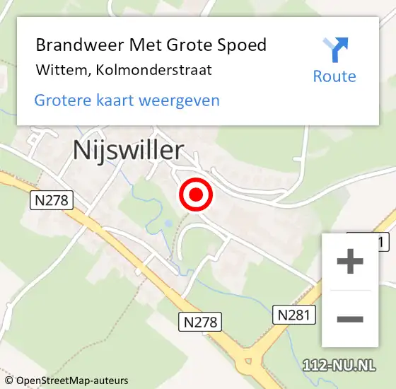 Locatie op kaart van de 112 melding: Brandweer Met Grote Spoed Naar Wittem, Kolmonderstraat op 19 januari 2022 15:55