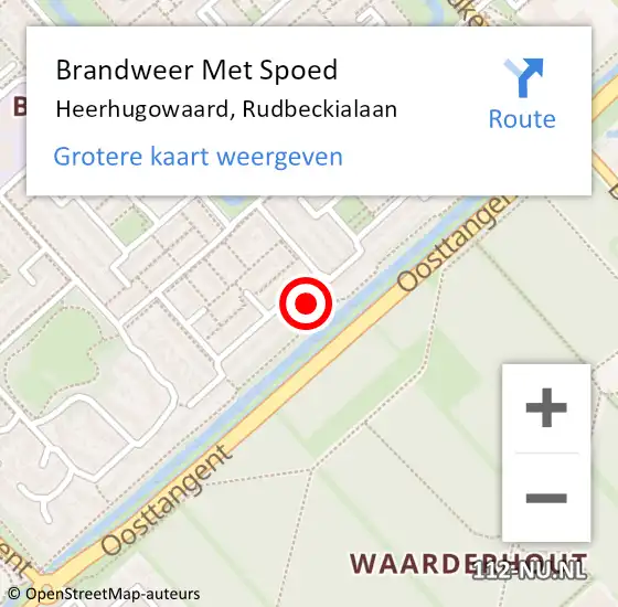 Locatie op kaart van de 112 melding: Brandweer Met Spoed Naar Heerhugowaard, Rudbeckialaan op 19 januari 2022 15:56