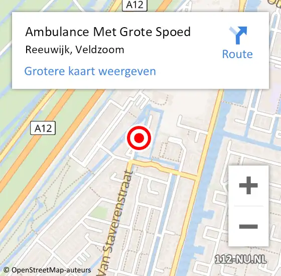 Locatie op kaart van de 112 melding: Ambulance Met Grote Spoed Naar Reeuwijk, Veldzoom op 19 januari 2022 17:00