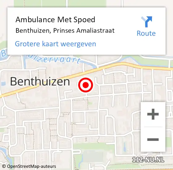 Locatie op kaart van de 112 melding: Ambulance Met Spoed Naar Benthuizen, Prinses Amaliastraat op 19 januari 2022 17:06