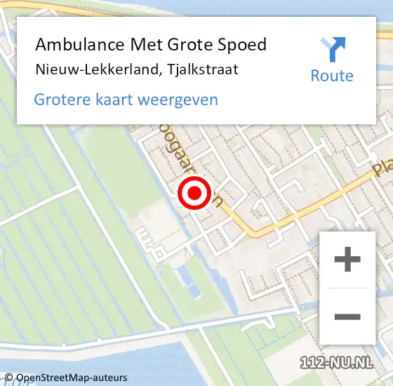 Locatie op kaart van de 112 melding: Ambulance Met Grote Spoed Naar Nieuw-Lekkerland, Tjalkstraat op 19 januari 2022 17:07