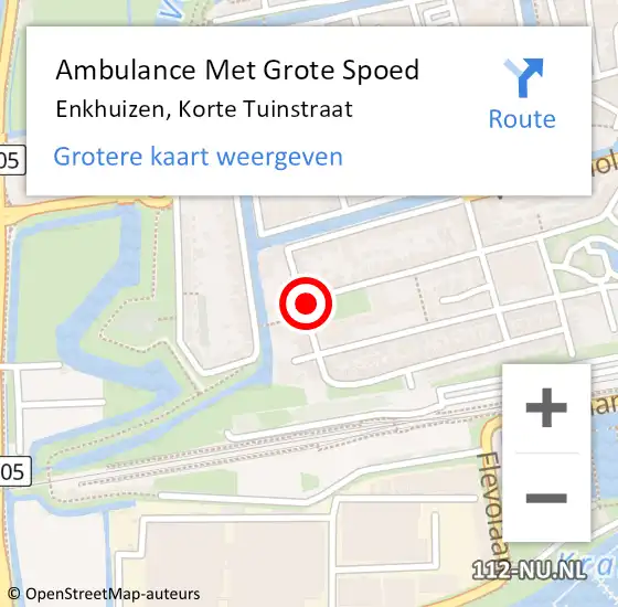 Locatie op kaart van de 112 melding: Ambulance Met Grote Spoed Naar Enkhuizen, Korte Tuinstraat op 19 januari 2022 17:38