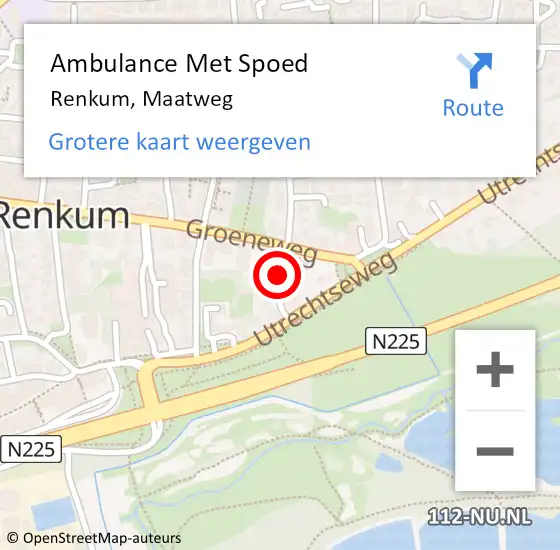 Locatie op kaart van de 112 melding: Ambulance Met Spoed Naar Renkum, Maatweg op 19 januari 2022 18:14