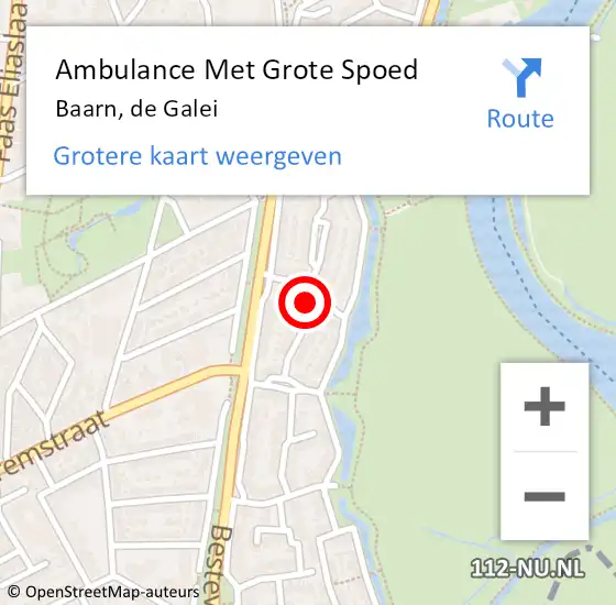 Locatie op kaart van de 112 melding: Ambulance Met Grote Spoed Naar Baarn, de Galei op 5 juli 2014 18:45