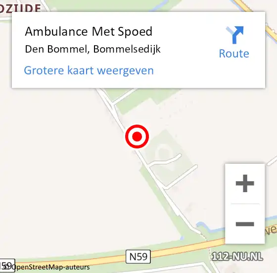 Locatie op kaart van de 112 melding: Ambulance Met Spoed Naar Den Bommel, Bommelsedijk op 19 januari 2022 19:01