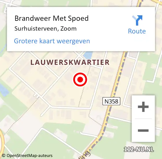 Locatie op kaart van de 112 melding: Brandweer Met Spoed Naar Surhuisterveen, Zoom op 19 januari 2022 19:45