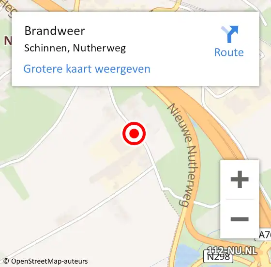 Locatie op kaart van de 112 melding: Brandweer Schinnen, Nutherweg op 5 juli 2014 18:52