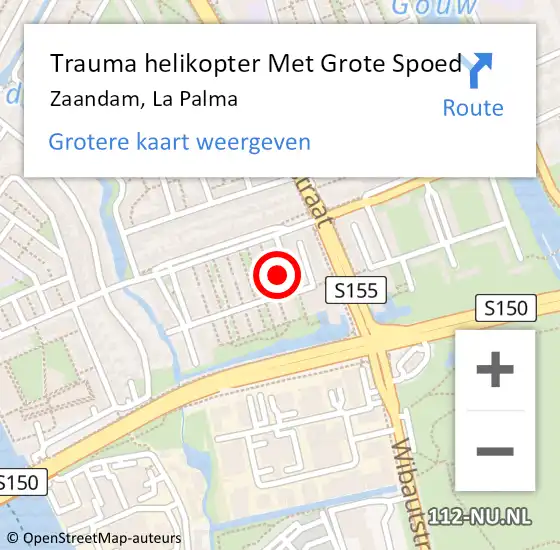 Locatie op kaart van de 112 melding: Trauma helikopter Met Grote Spoed Naar Zaandam, La Palma op 19 januari 2022 20:11